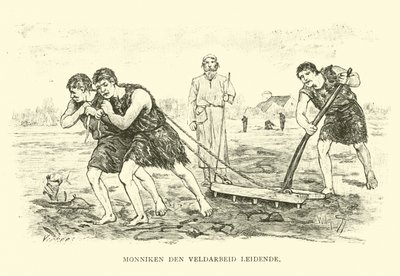 Monjes liderando el trabajo en los campos de Willem II Steelink